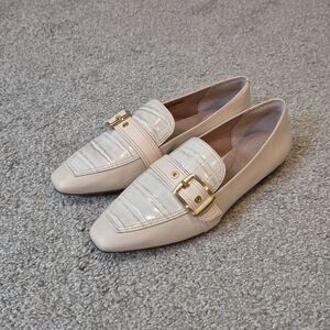 Rockport Womens Total Motion Laylani Buckle Loafers Cream Size 9.5